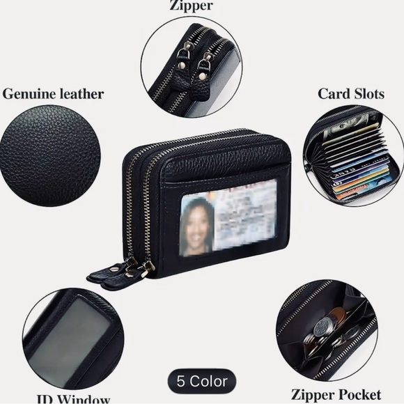 NWOT Ciephia Women’s Black RFID Leather Wallet Credit Card Slips Two Zip Closure - Picture 11 of 12